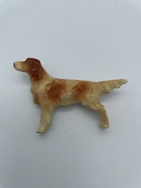 Vintage Dog Brooch Pin Hand-Painted Pointer Hunting Dog Figurine Resin Mini